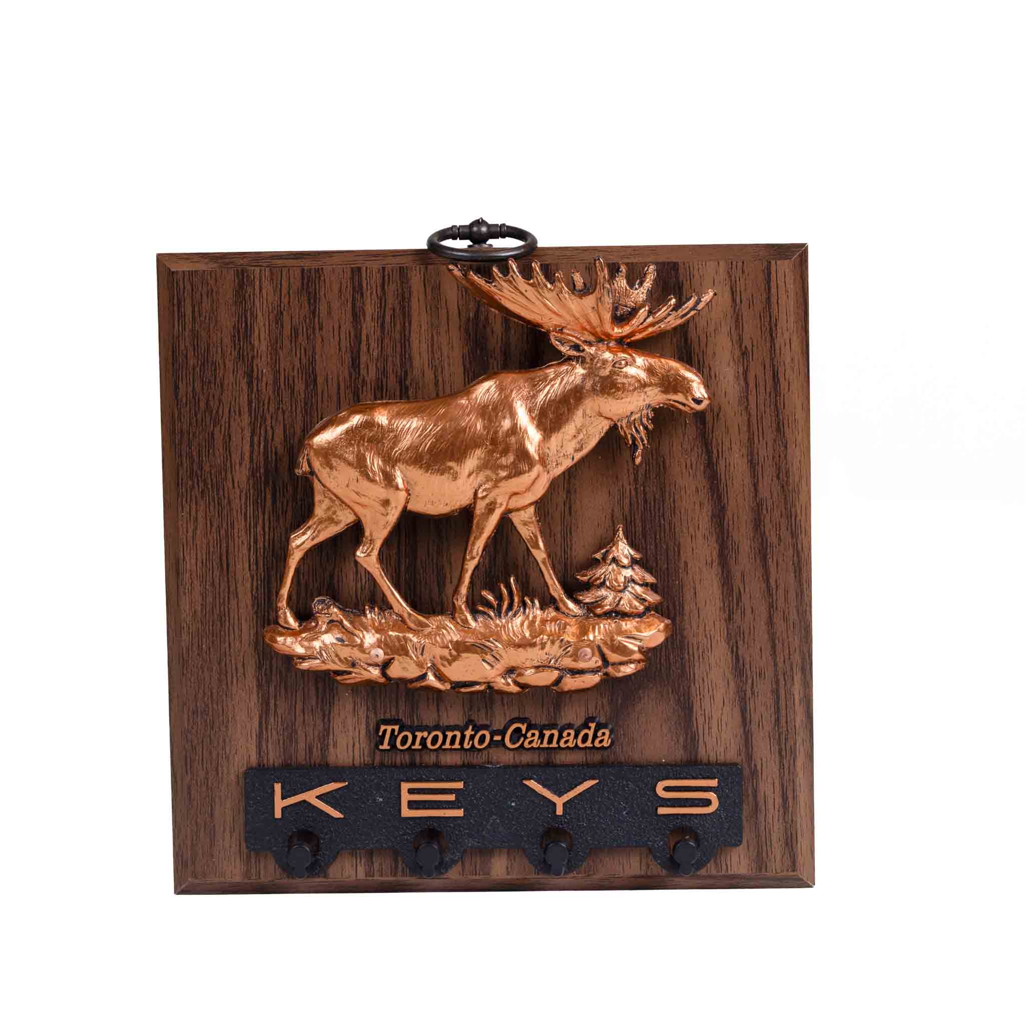 Canadian Moose Wall Plaque with Key Holder - 6 x 6 inches